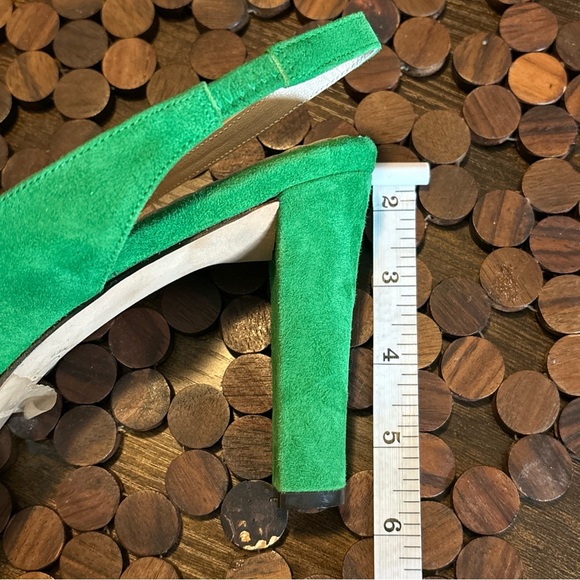 Boden Green Suede Slingback Heels with Multicolor Gem Accents - Picture 13 of 13